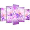 Five Piece Picture Canvas Print Flowers Purple Nature