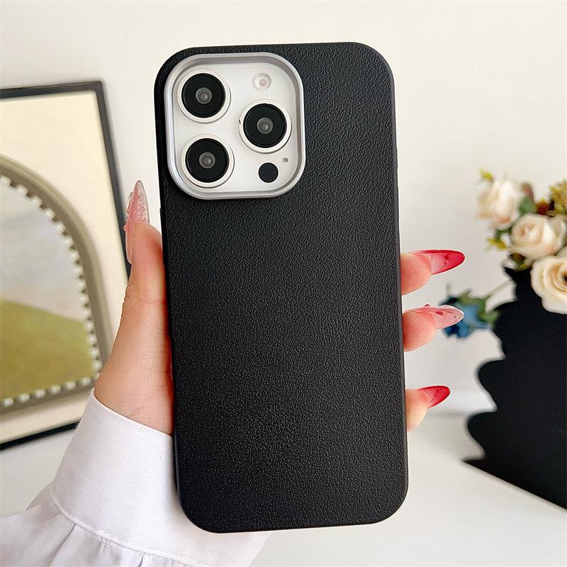 TPU Soft Matte Magnetic Housing iPhone 16 Pro Max 15 Plus 14 Pro 13 12 11 Solid Color Leather Texture Shock Proof Case