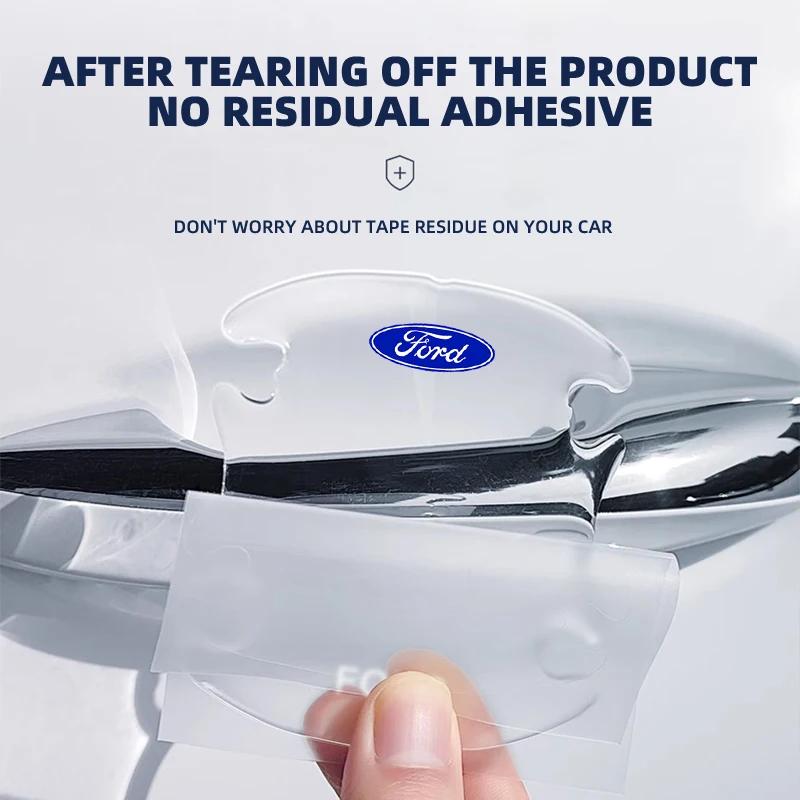 Car Sticker 4Pcs Transparent Car Door Handle Bowl Protector Film Anti-Scratch Sticker For Ford Ecosport Edge Figo Flex Focus Fus