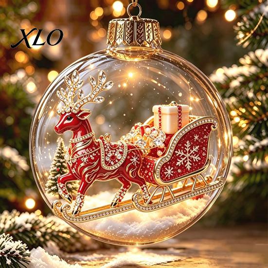 Seasonal Home Accents Glowing Christmas Story Ornament, Light?Up Mini Holiday Scene Hanging Ball with Warm Fireplace Garland LED Light, Clear