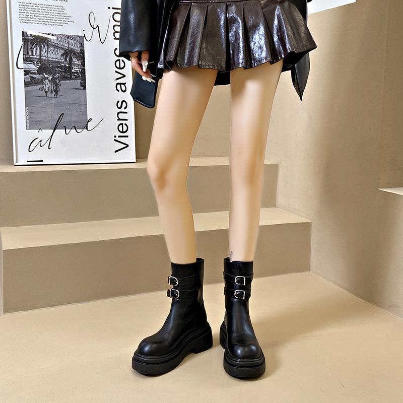 Короткие ботинки на толстой подошве, увеличивающие рост, женские новые осенние маленькие ботинки Мартин с юбками и ботинки высокого класса