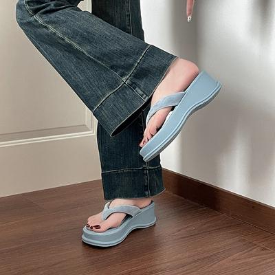 Темпераментные шлепанцы на толстой подошве, жмущие пальцы, женская обувь, летняя новинка, ретро мода, повседневные, жмущие пальцы, крутые шлепанцы