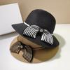 Japanese Style Bump Color Straw Braid Bow Decoration Fisherman's Hat Female Outdoor UV Protection Beach Sun Visor Basin Hat