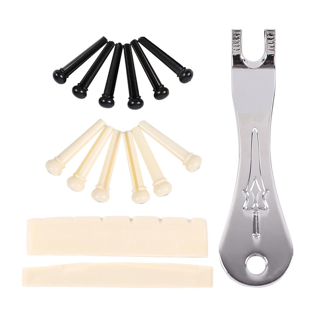 12Pcs Acoustic Guitar Bridge Pins with Bridge Pin Puller Remover Guitar Bridge Saddle Nut Guitar Pegs Replacement Parts