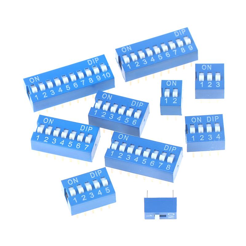 10Pcs Slide Type Switch Module 1 2 3 4 5 6 7 8 10Pin Dip Switch Kit 2.54Mm Toggle Switch Blue Snap Switches