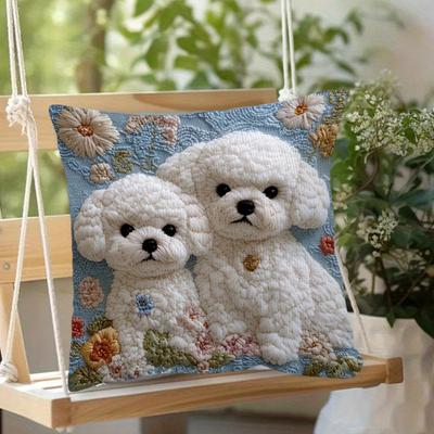 Наволочка 45x45 см, декоративная, квадратная, с мультяшным изображением собаки и кошки, для диванной подушки, для дома, гостиной, спальни, дивана, кровати