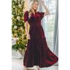 GMXIA Christmas Velvet Dress Short Sleeve Waist Pocket Dress Long Swing Sexy Dress