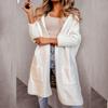 Autumn and Winter Women's Sweater Cardigan Lapel Hooded Long Letter Loose No Buttons Knit Cardigan