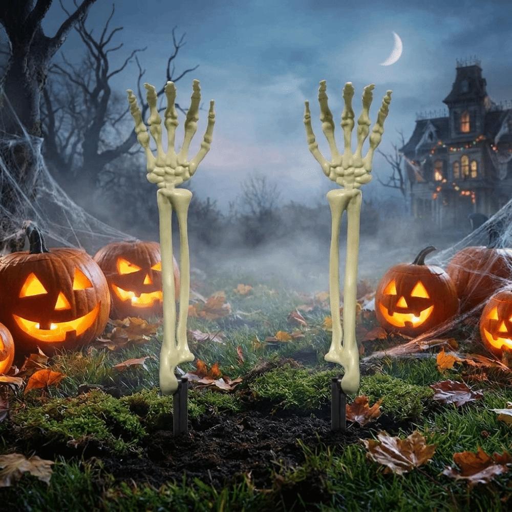 Plastic Skull Hand Decorations Life-Size Ghost Hand Yard Stakes Theme Party