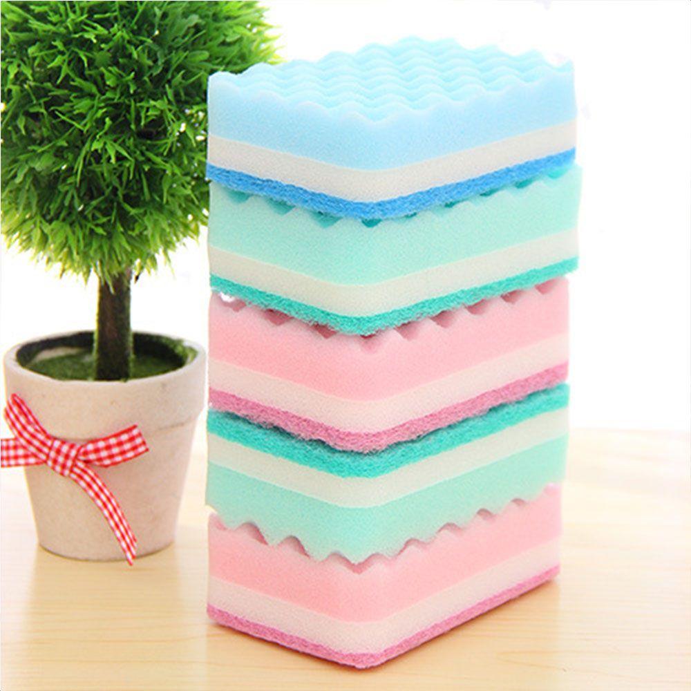Color Random 5 Piece/Pack Household Home Essential Wave Sponge Kitchen Cleaning Tool Washing Sponge
