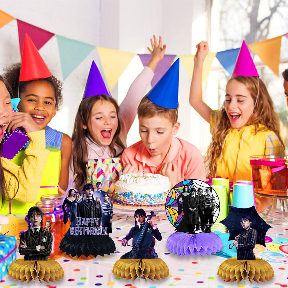 9 шт. Украшения для вечеринки в среду, Сотовые центральные элементы по телешоу для вечеринки