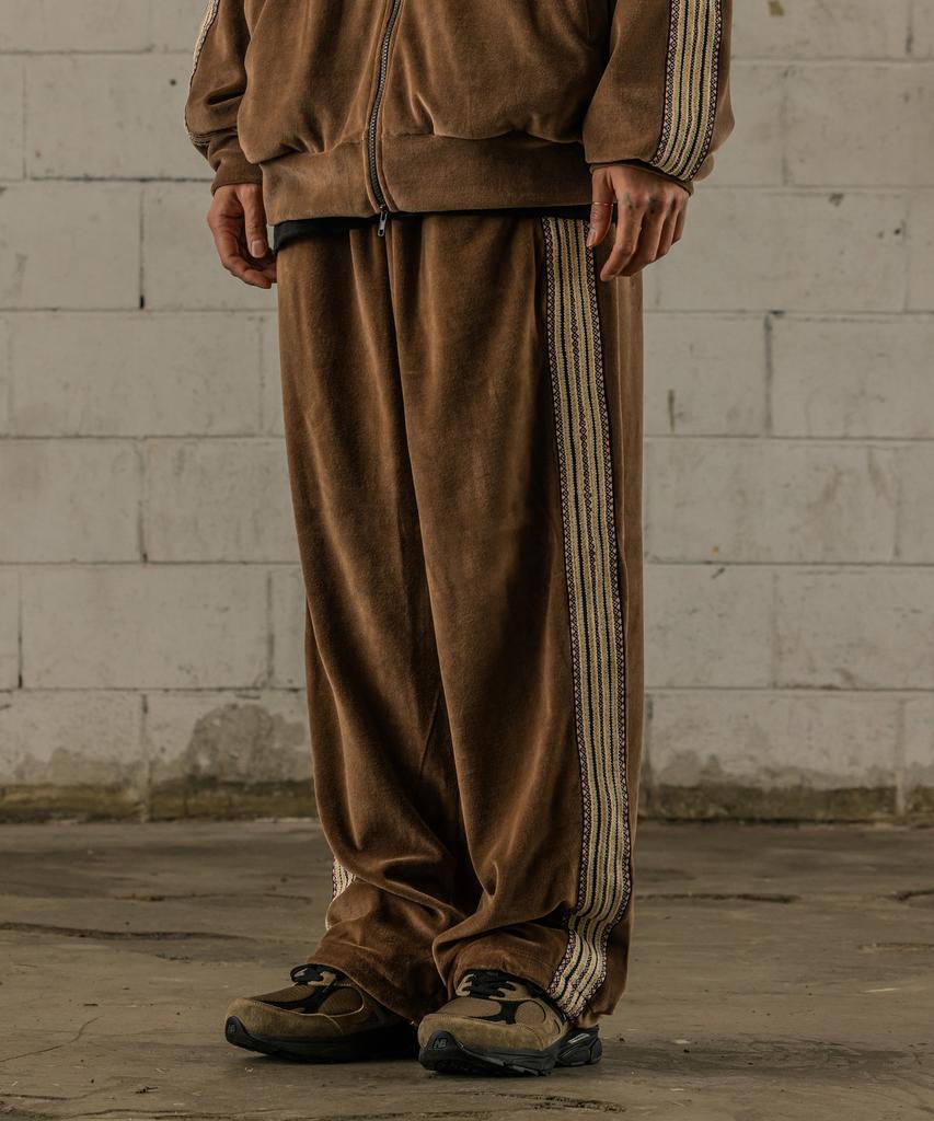 BURNING CAPONE Bc Velvet Pattern Track Pants Brown