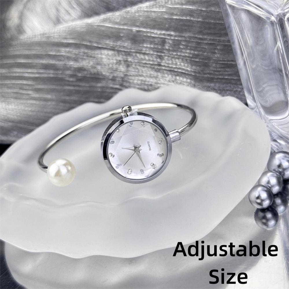 Elegant Alloy Ladies Quartz Wristwatch Rose Gold Rhinestone Bracelet Watch Imitation Pearl Vintage Small Dial Watch Women's