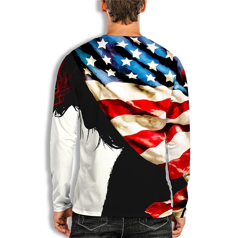 Round Neck Men's Long Sleeved Spring Summer Printed Combination Base Shirt Top Men's T Shirt