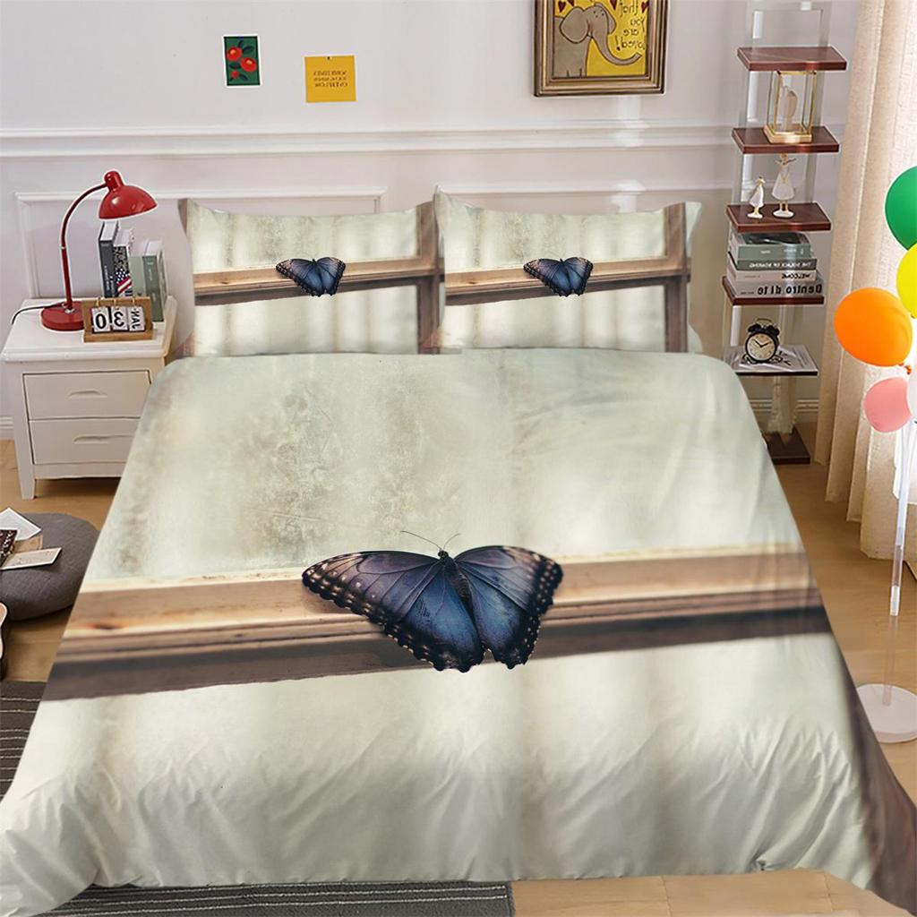 3D комплект постельного белья с цветами и бабочками, крыло насекомого, пододеяльник, наволочка, 2 или 3 шт., AU240 * 270, очень большой размер, украшение для дома