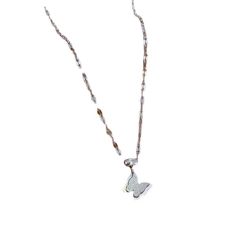 Легкая Роскошь Минималистичный Газовая Плита Бабочка Настоящее Золото Ожерелье Женская Цепочка на Ключицу С Ювелирными Изделиями