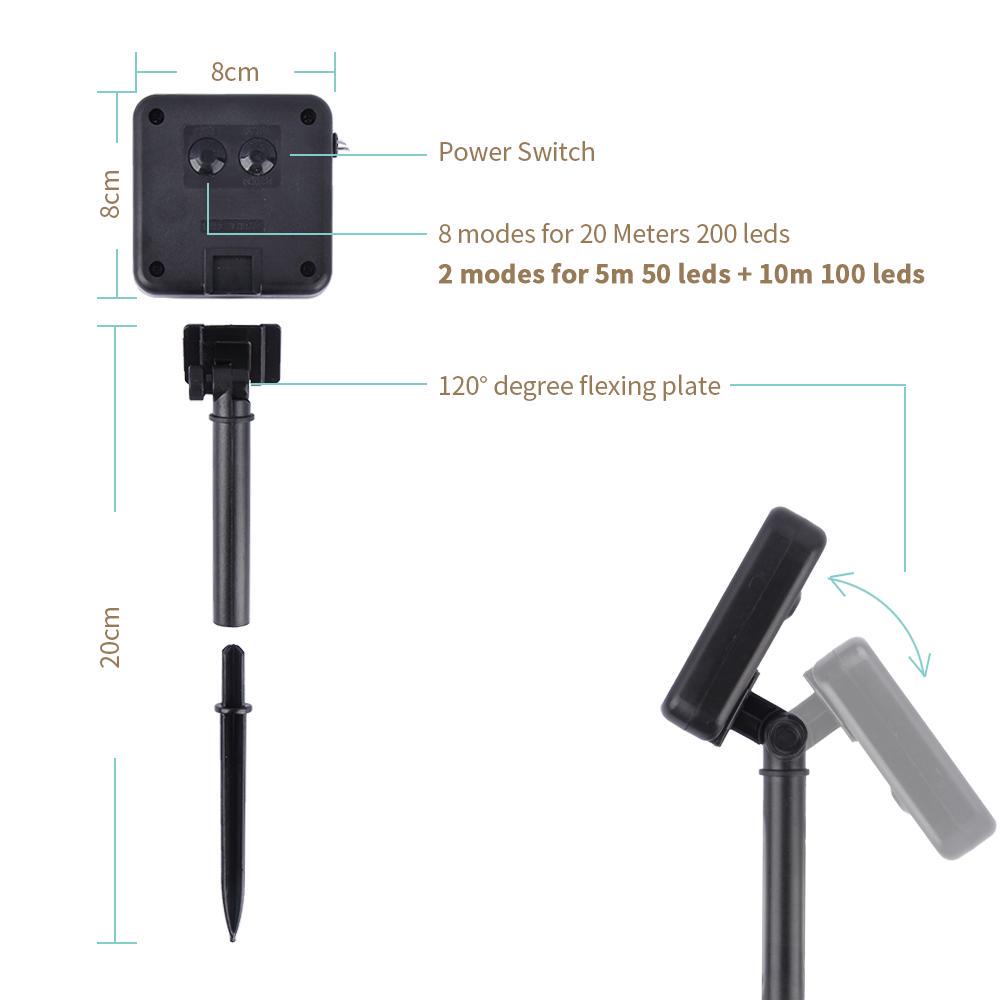 Solar LED String Light 32m LED Outdoor Waterproof Solar Light Garden Yard Viewing Light Family Christmas Party Decoration Copper Wire Light