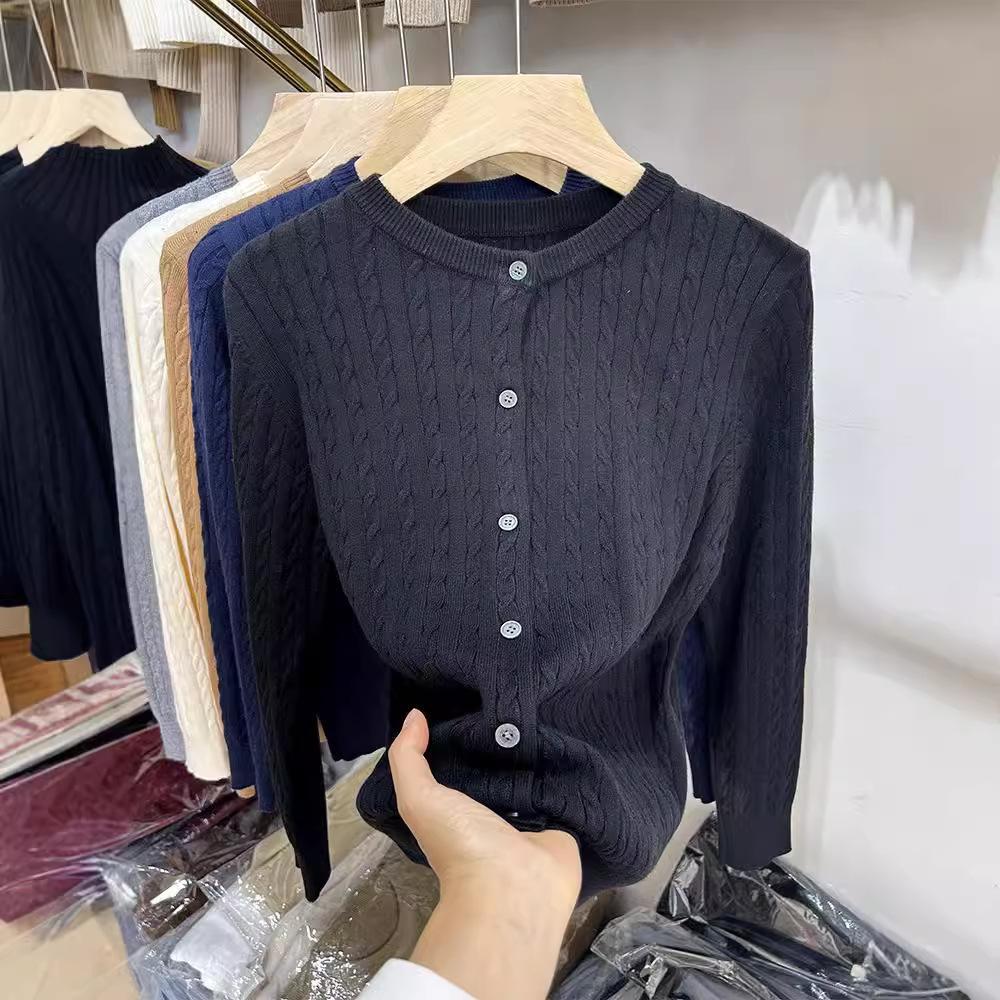 Вязаный кардиган с вышивкой в виде пони в стиле «старые деньги» для женщин, осень, зима, ранняя весна, винтажный красный белый свитер с круглым вырезом, куртка