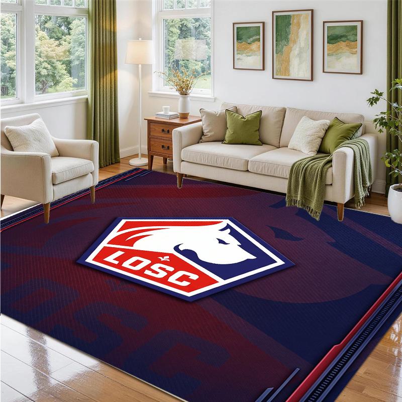 LOSC Lille FC Design Crystal Velvet Rug Soft Decorative Mat for Bedroom Entrance