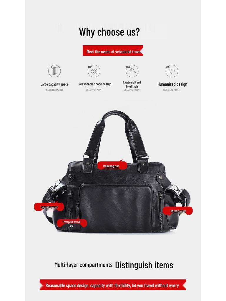 Мужская кожаная сумка кроссбоди через плечо 2023 - Деловая и повседневная дорожная сумка