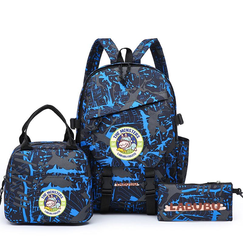 Школьный рюкзак новый принт набор из трех предметов Школьный рюкзак мультяшный кролик студенческий рюкзак ранец для мальчиков и девочек