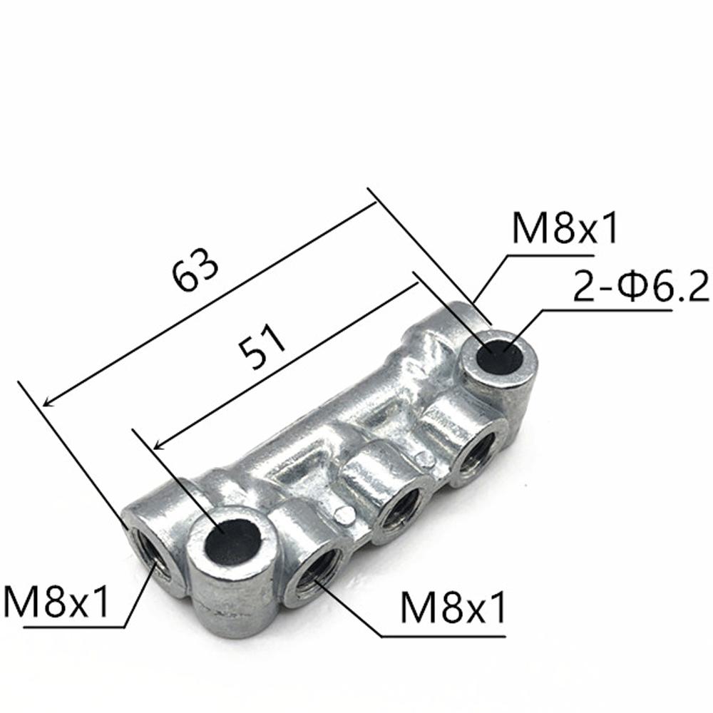 M8 M10 Pitch 1mm 2 3 4 5 6 7 8 10 Ways 4-12 Ports Zinc Alloy Resistance Oil Distributor Block Splitter Lubrication System