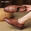 Women Oxford Low Heel 2024 Spring Shoes for Woman Genuine Leather Brogues Vintage Lace Up Loafers Casual Black Brown Girls Shoes