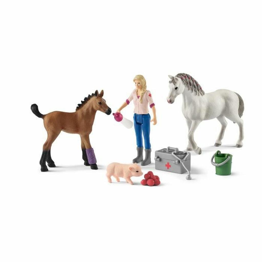 Playset Schleich Vet Visiting Mare and Foal Plastic Horse