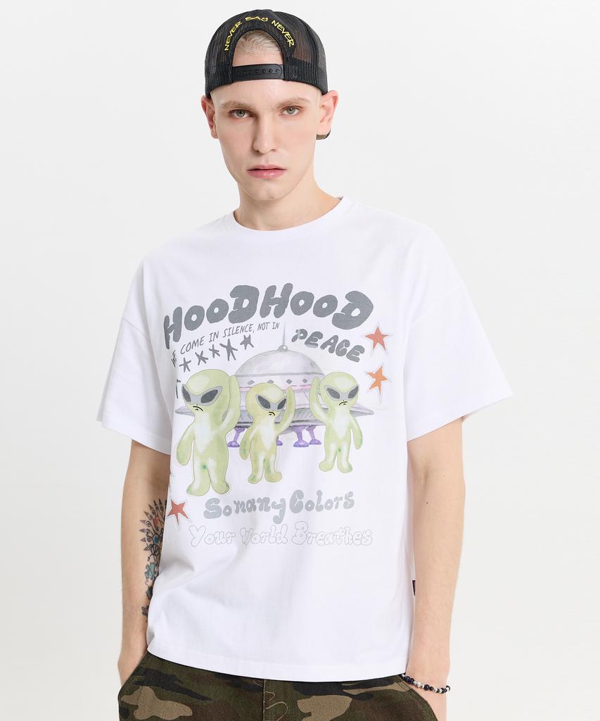 HOODHOOD Инопланетный Кусок Футболка с коротким рукавом Белый