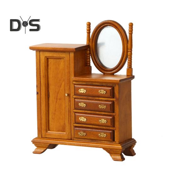 Мини-комод для кукольного домика, винтажный миниатюрный комод с ящиками, мини-мебель, туалетный столик для декора спальни кукольного домика