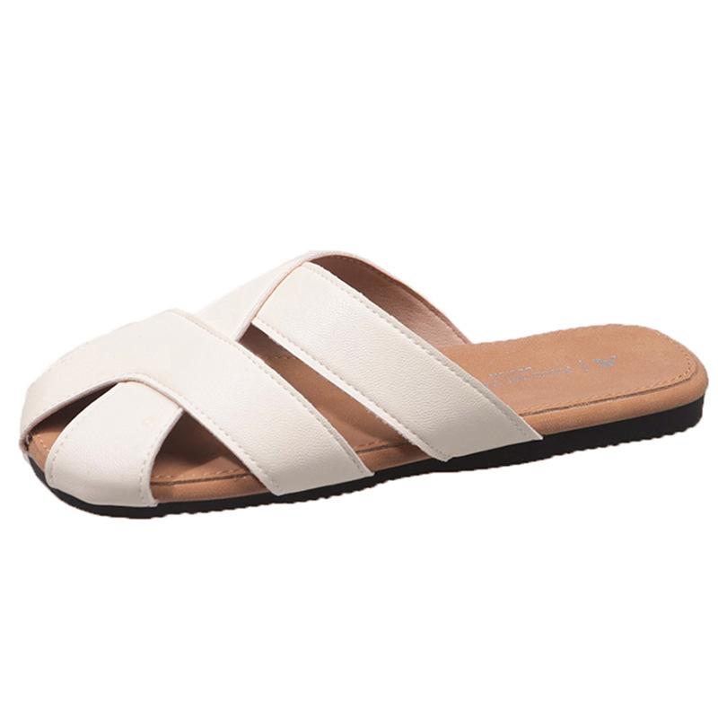 2025 лето новая ретро сумка голова полушлепанцы с открытым носком носить дышащие однословные тапочки женские ленивые на плоской подошве мюли