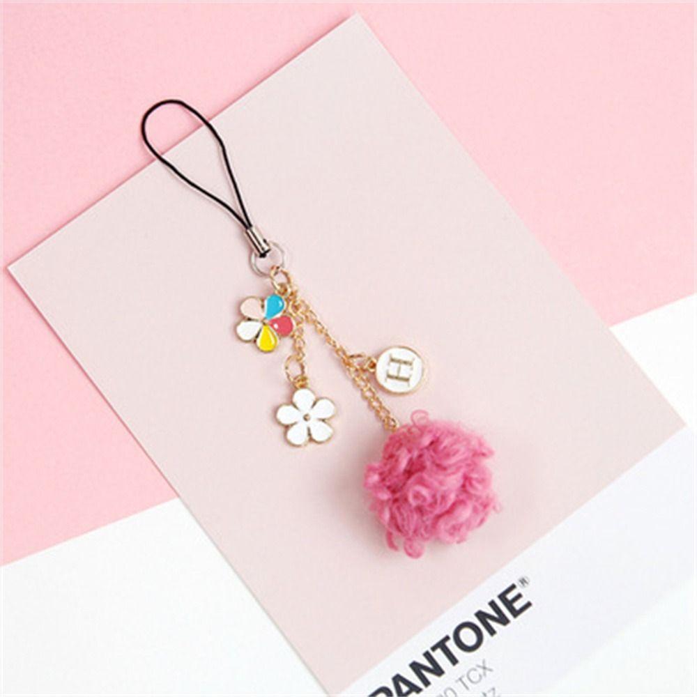 Phone Charm Bag Decoration Phone Pendant Fur Ball Lanyards Fluffy Phone Strap Smart Phone Strap