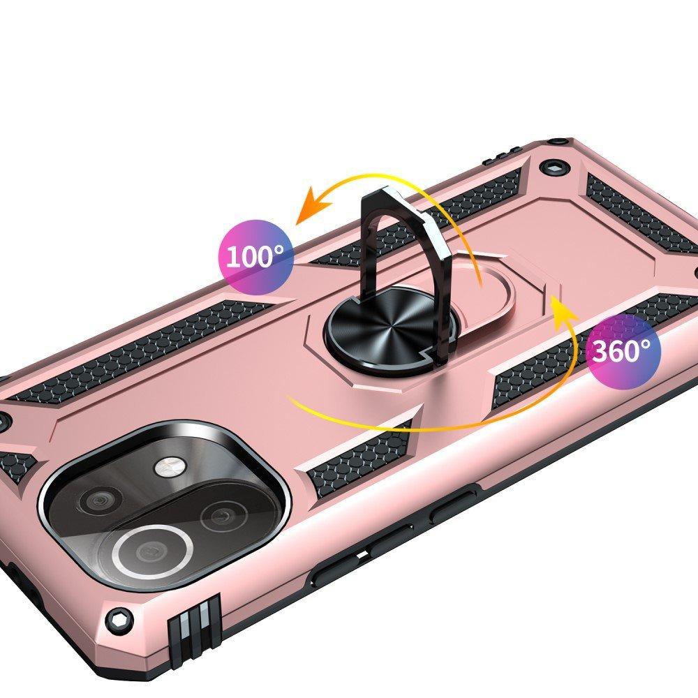 Armored case for Xiaomi Mi 11 Lite / Mi 11 Lite 5G / 11 Lite 5G NE, Nox Case Ring, pink rose gold