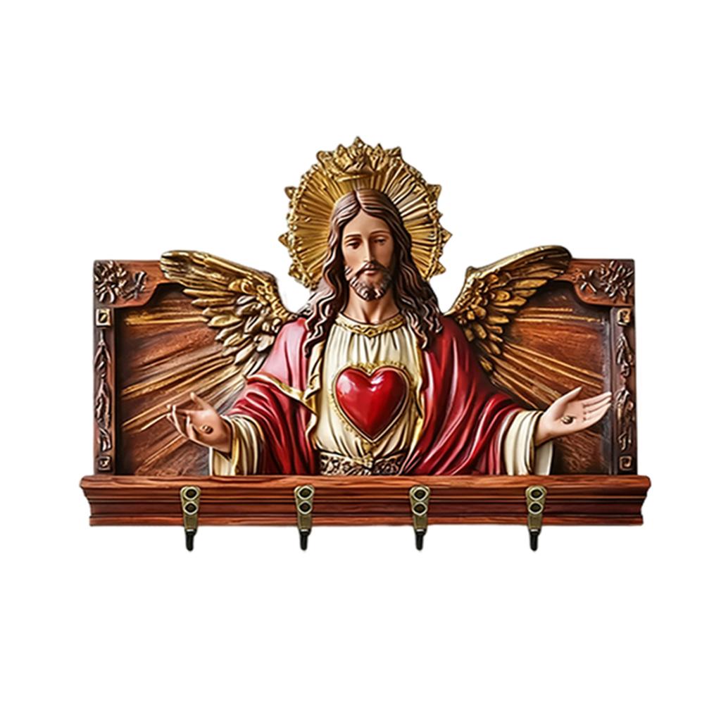 Деревянный многофункциональный держатель для ключей, Деревянный держатель для ключей на тему Причастия, Религиозный настенный декор для дома, Многофункциональный органайзер с