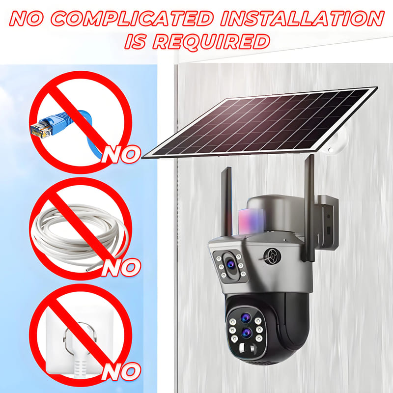 LS VISION 6K 4G Sim Solar Camera 10x Zoom IP CCTV 12MP Dual Lens PTZ Surveillance PIR Human Detection Outdoor Security Protection Camera