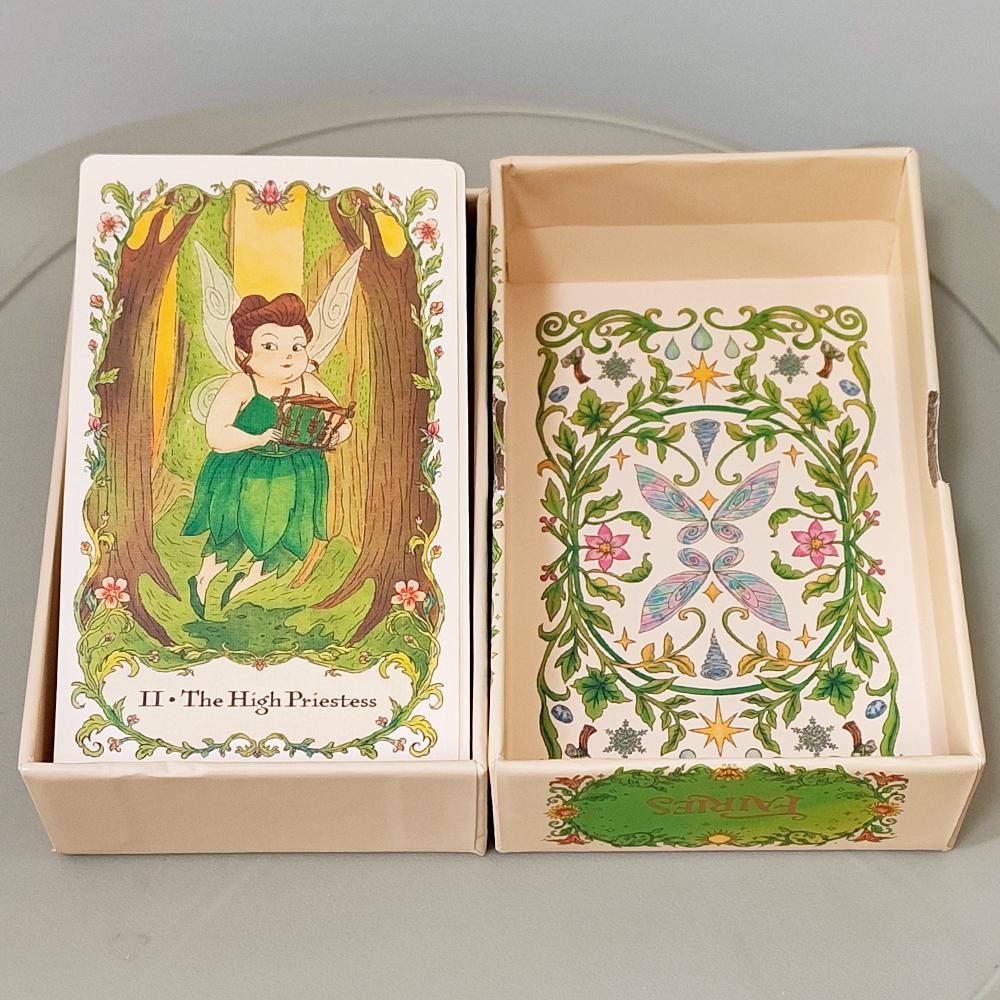 Fairies Tarot Deck 12*7cm  in Rigid Box, 78 Pcs Whimsical Fairy Themed Tarot Cards for Beginners, Double-embossed Cardstock