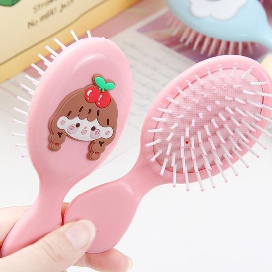 Мини-щетка для волос для девочек, мягкая щетина, массаж кожи головы, портативная расческа для распутывания волос с мультяшными овощами и животными, детские парикмахерские инструменты на день рождения