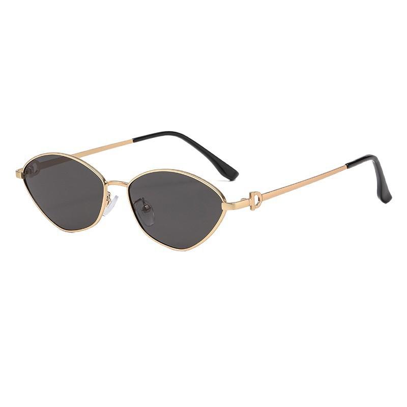 New high-end sunglasses UV-proof metal polygonal sunglasses women's retro fashion show thin sun protection