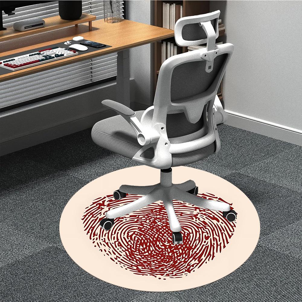 1pc Heartprint Fingerprint Office Round Area Rug, Mat Suitable For Office, Under Office Chairs Bedroom Living Room Home Decor, Room Deco