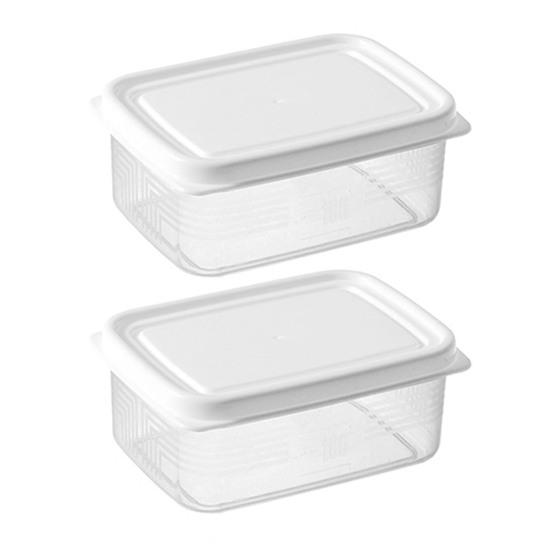 2Pcs Food Storage Container with Cover Fresh-keeping PP Material Useful Stackable Fridge Box Home Supply