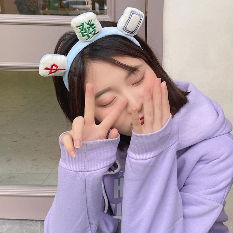 Плюшевая повязка для волос Маджонг Мягкие спа-повязки Эластичный тюрбан Нескользящий Креативный эластичный хедрэп для умывания лица, макияжа