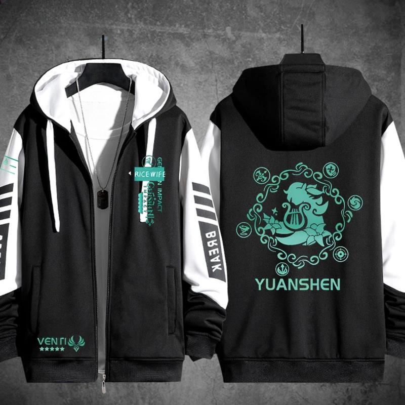 Аниме Genshin Impact Venti 3D Print Zip Up Hoodie Women Men Harajuku Sweatshirt Streetwear Hip Hop Zipper Hooded Jacket