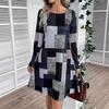 Женские платья с длинным рукавом с принтом геометрического узора в стиле колор-блок