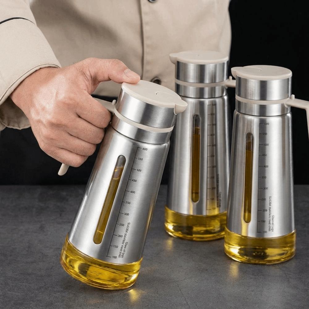 Stainless Steel Gravity Seasoning Bottle Sauce Seasoning Container Kitchen