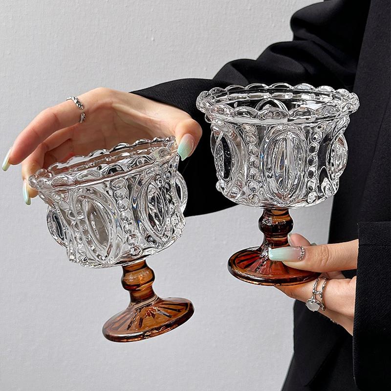 1 шт., модный десертный стакан для мороженого, йогурта, пудинга, мусса, десертная миска, сервировочное блюдо, стеклянная чашка для парфе на высокой ножке, элегантная 11,6x10 см