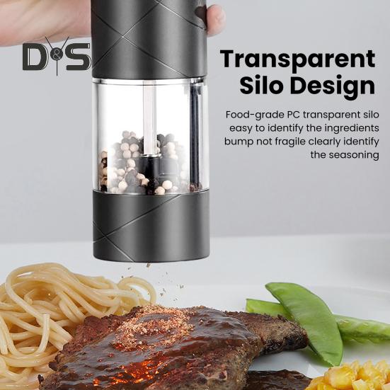 1/2 шт. электрическая мельница для специй, прозрачная видимая светодиодная регулируемая портативная USB перезаряжаемая беспроводная автоматическая соль, перец, приправа, шлифовальный инструмент