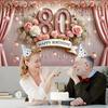 Элегантный баннер на 80-летие - полиэфирное волокно, цифровой дизайн в розовом золоте и с бриллиантами, украшение для вечеринки по случаю дня рождения