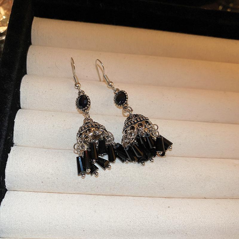 Серьги с геометрическими кисточками и цирконами, серебряная игла: Роскошные Высококачественные Модные Серьги для Женщин