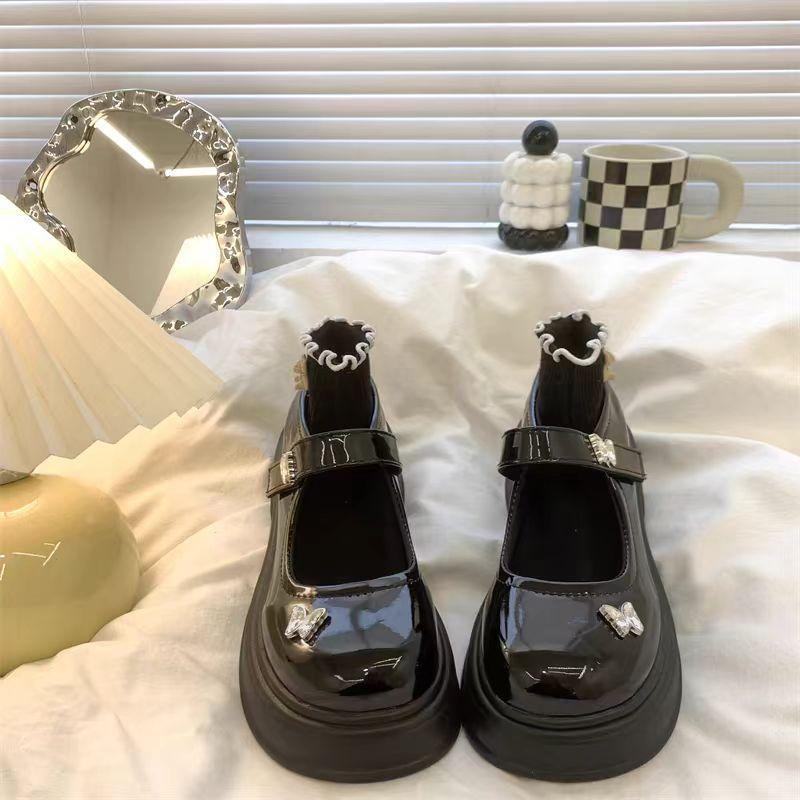 Туфли Мэри Джейн на платформе, женские, весна-осень 2024, новые туфли в британском стиле с круглым носком, на липучках, французские одинарные туфли