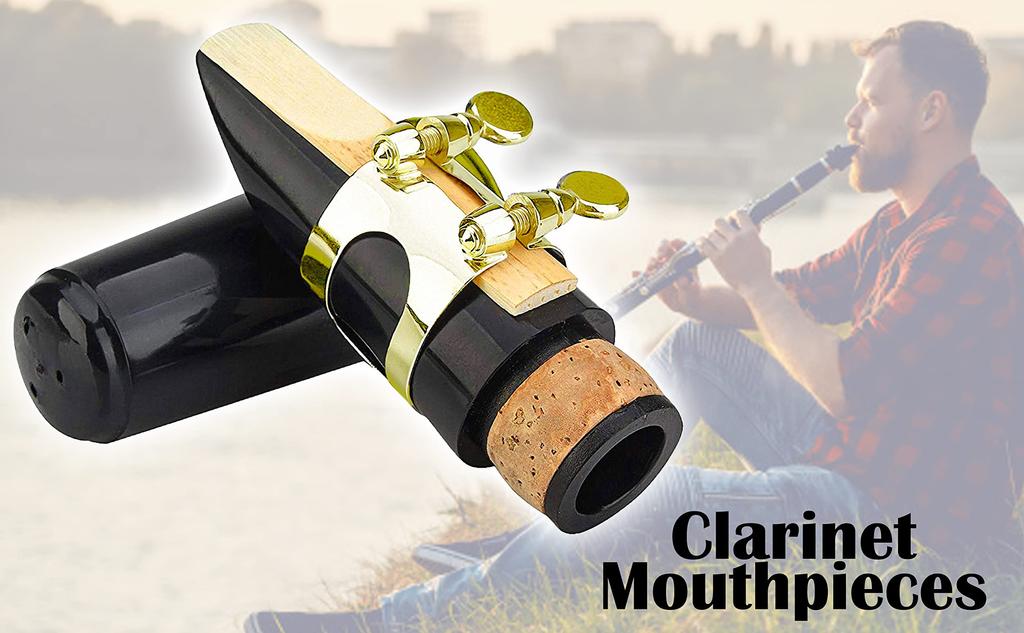 Akindou Practice Introductory B Flat Clarinet Mouthpiece Set with Reed Included and Ready To Use (Gold)